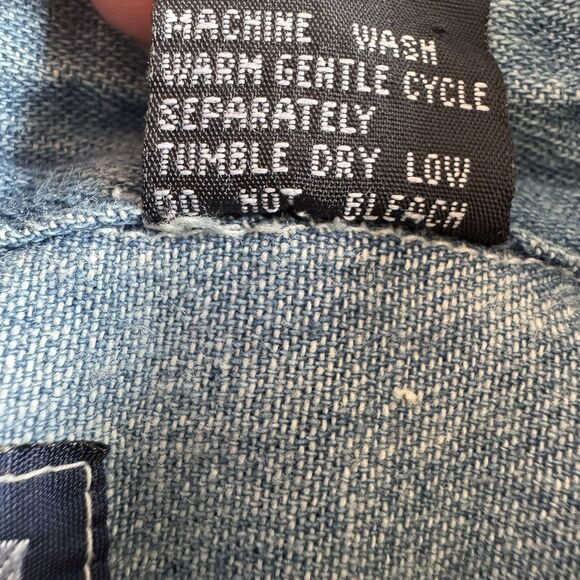 Vintage 90s Quizz Denim Button Up Shirt Sz L Christmas Bears Embroidery Winter - Picture 12 of 16